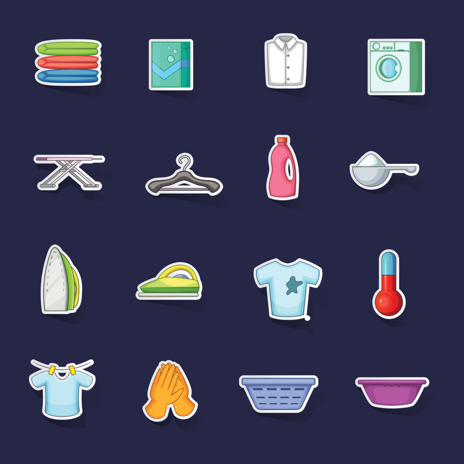 Laundry icons set vector sticker 21413051 Vector Art at Vecteezy