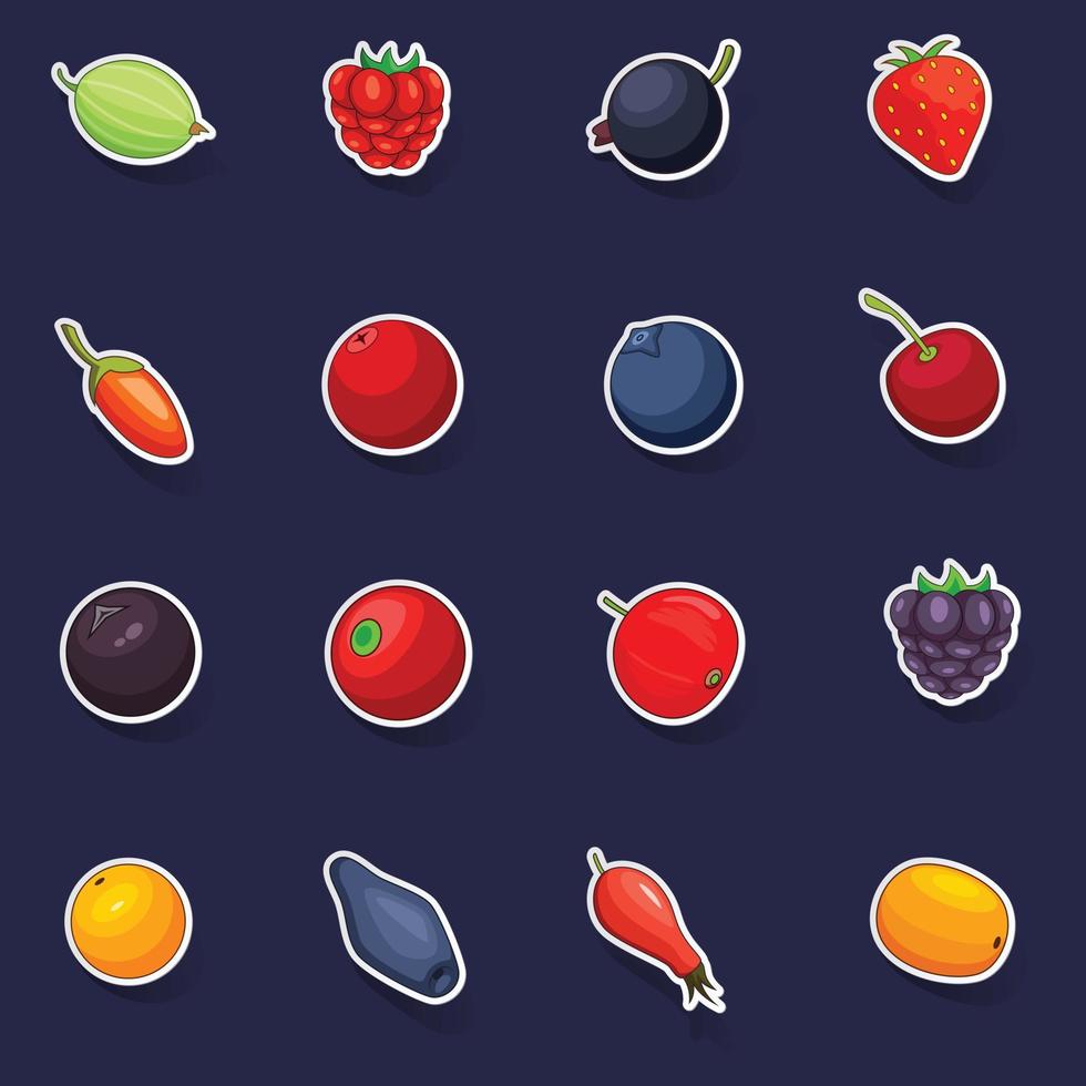 Berries icons set vector sticker