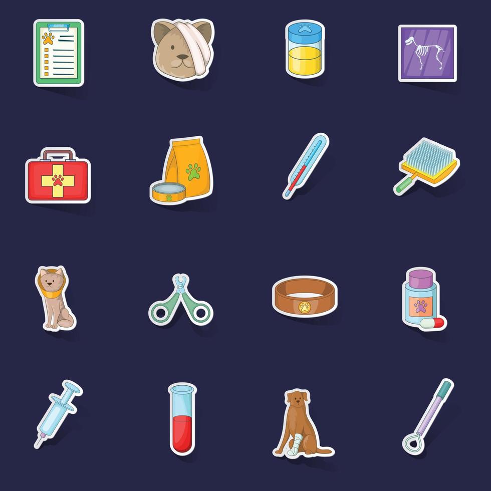 Veterinary clinic icons set vector sticker