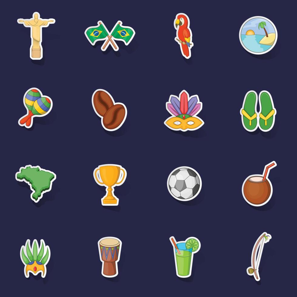 Brazil travel icons set vector sticker