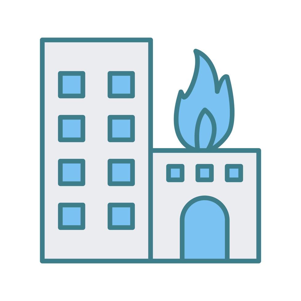 icono de vector de edificio en llamas único