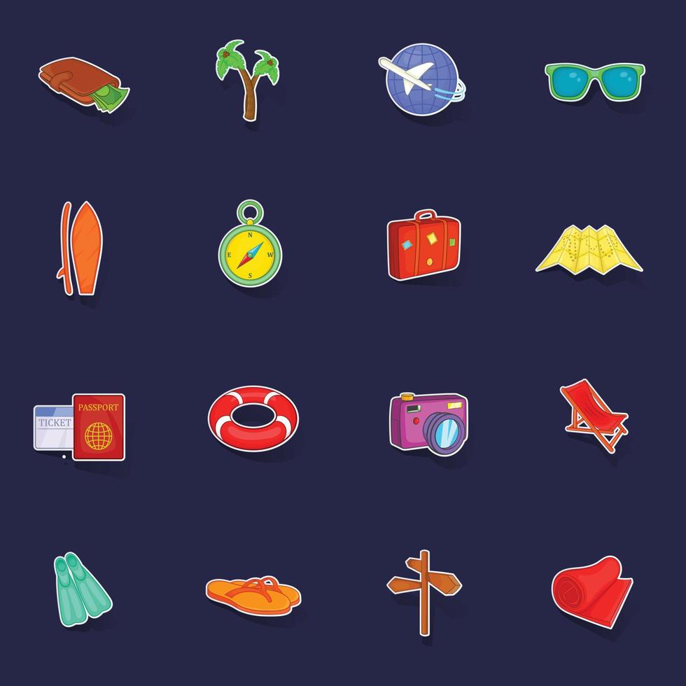 Travel icons set vector sticker