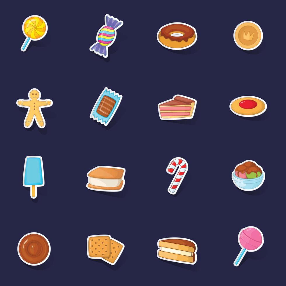 Different candy icons set vector sticker