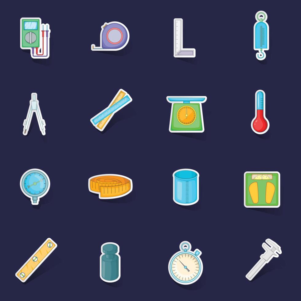Measure tools icons set vector sticker