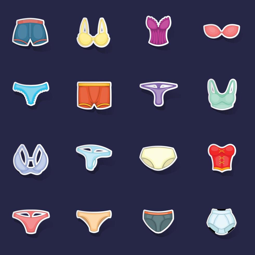Underwear icons set vector sticker