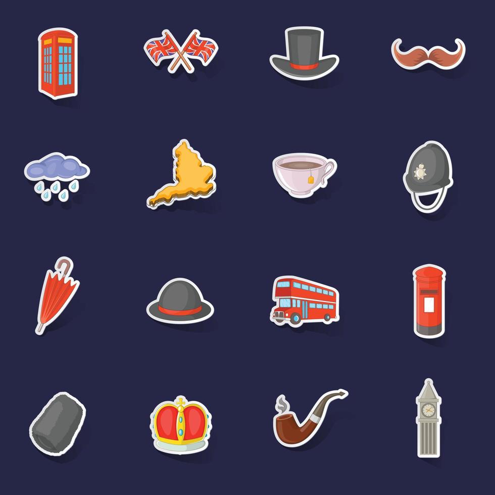 United kingdom travel icons set vector sticker