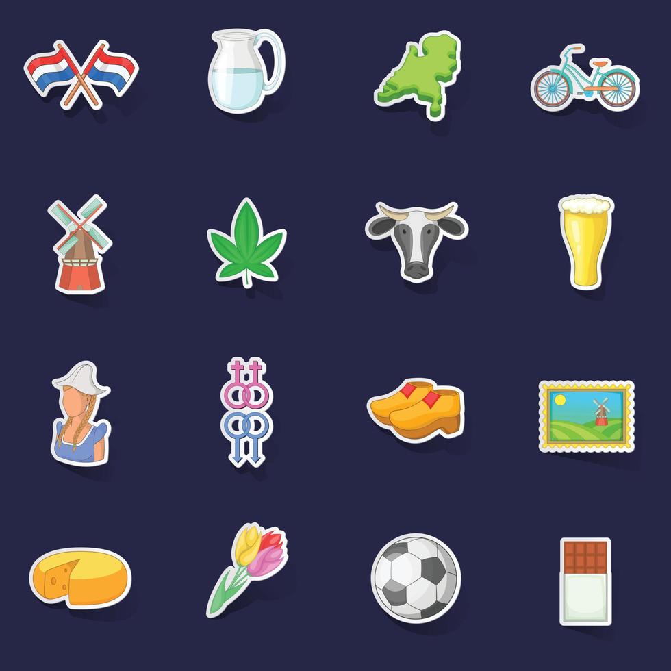 Netherland travel icons set vector sticker