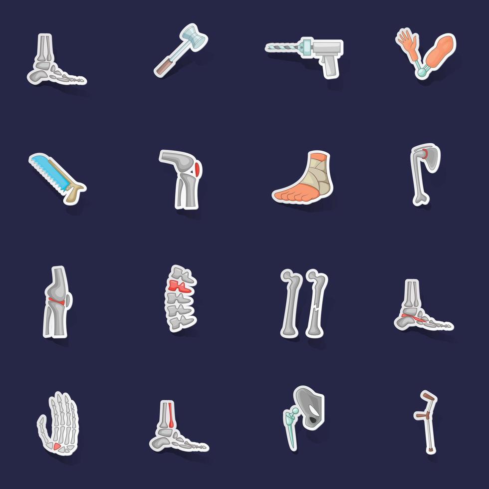 Orthopedic and spine icons set vector sticker