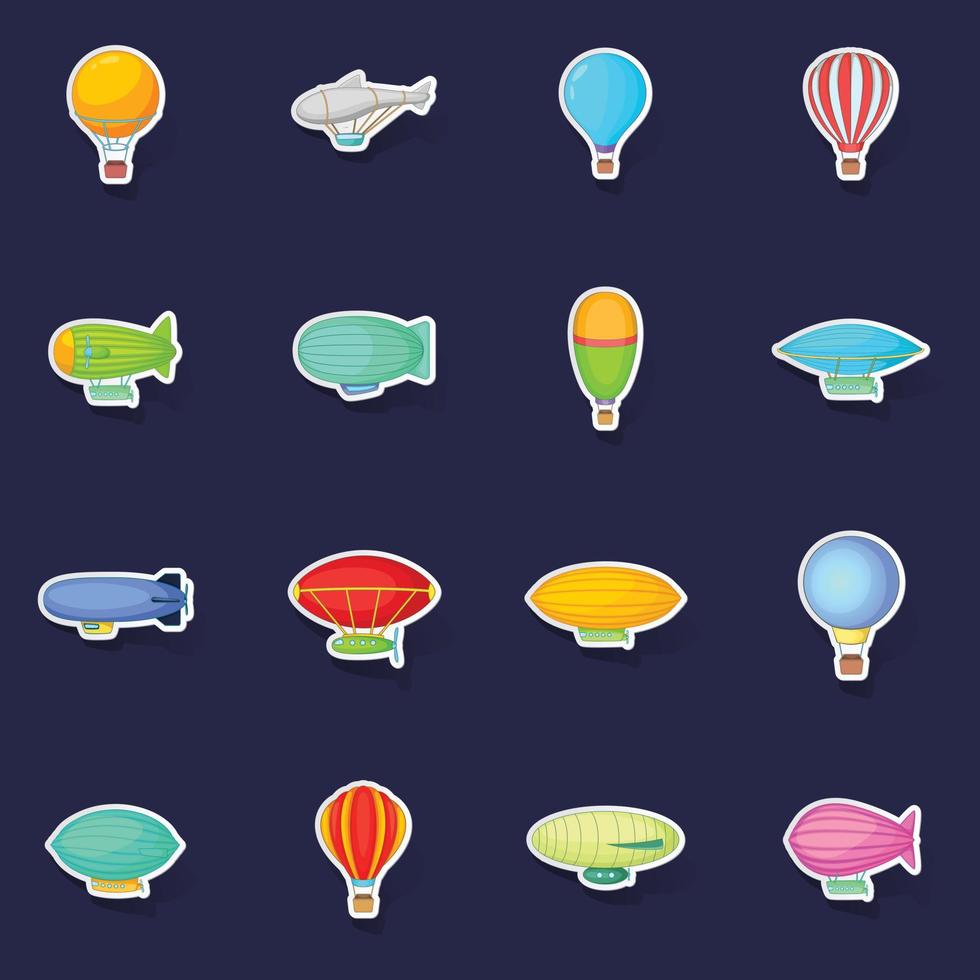 Vintage balloons icons set vector sticker