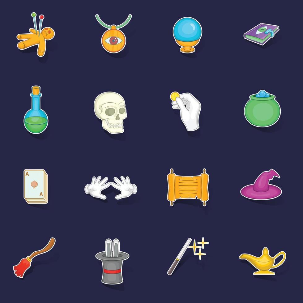 Magic icons set vector sticker