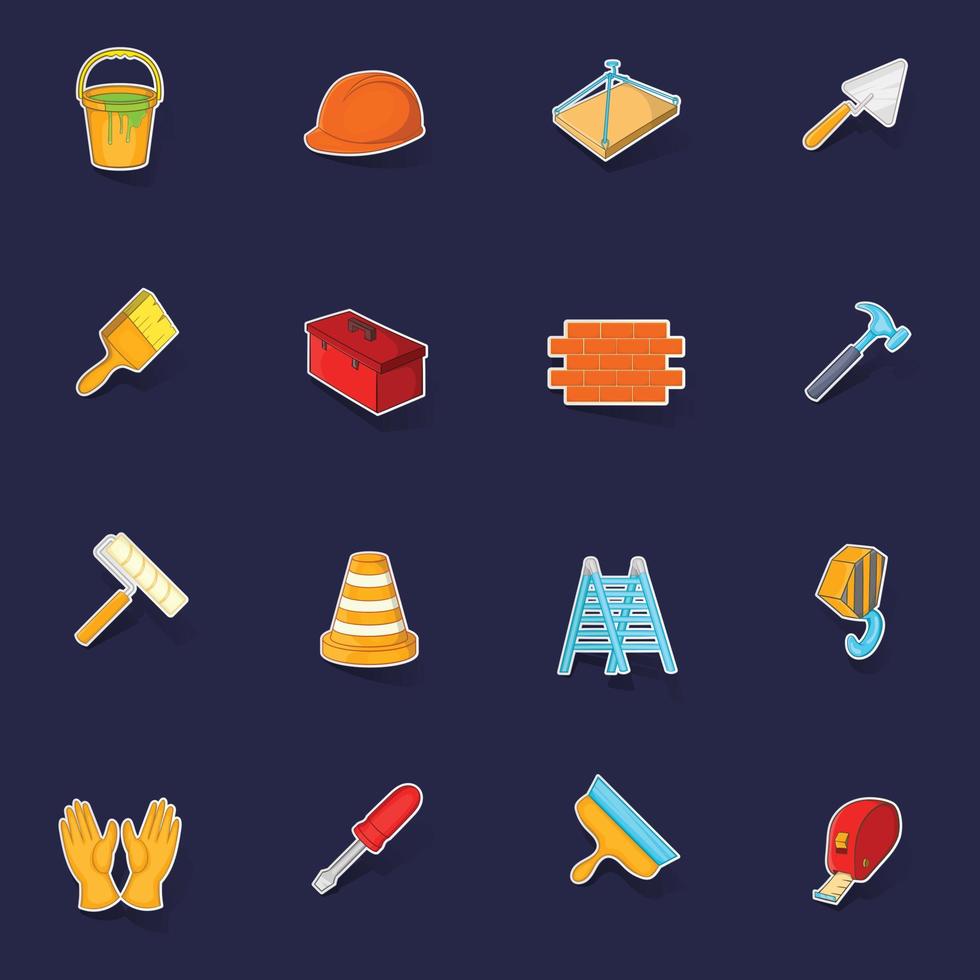 Working tools icons set vector sticker