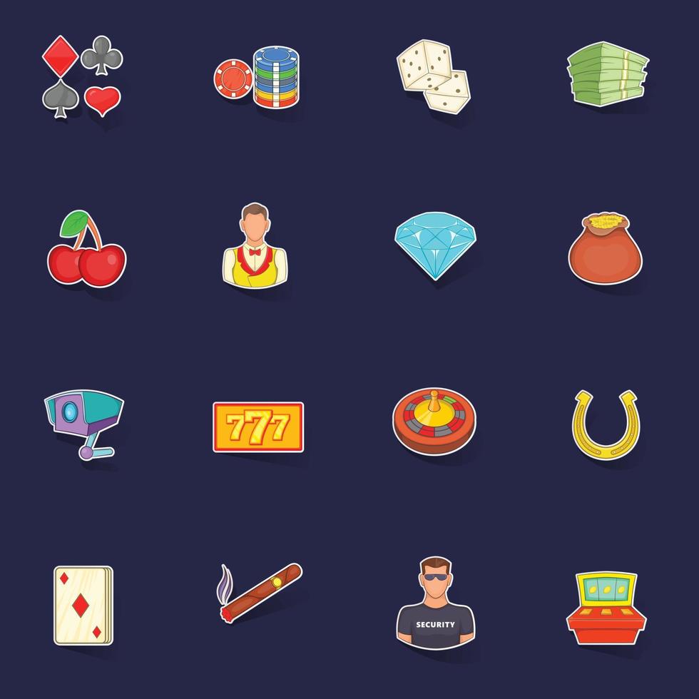 Casino icons set vector sticker