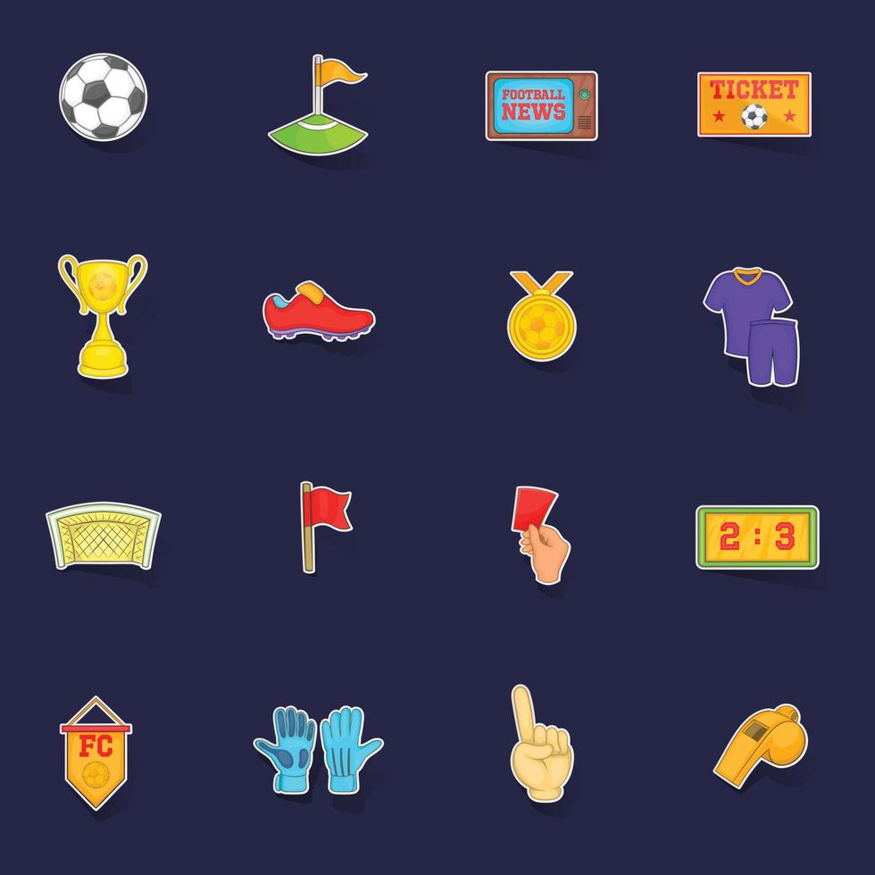 Soccer icons set vector sticker