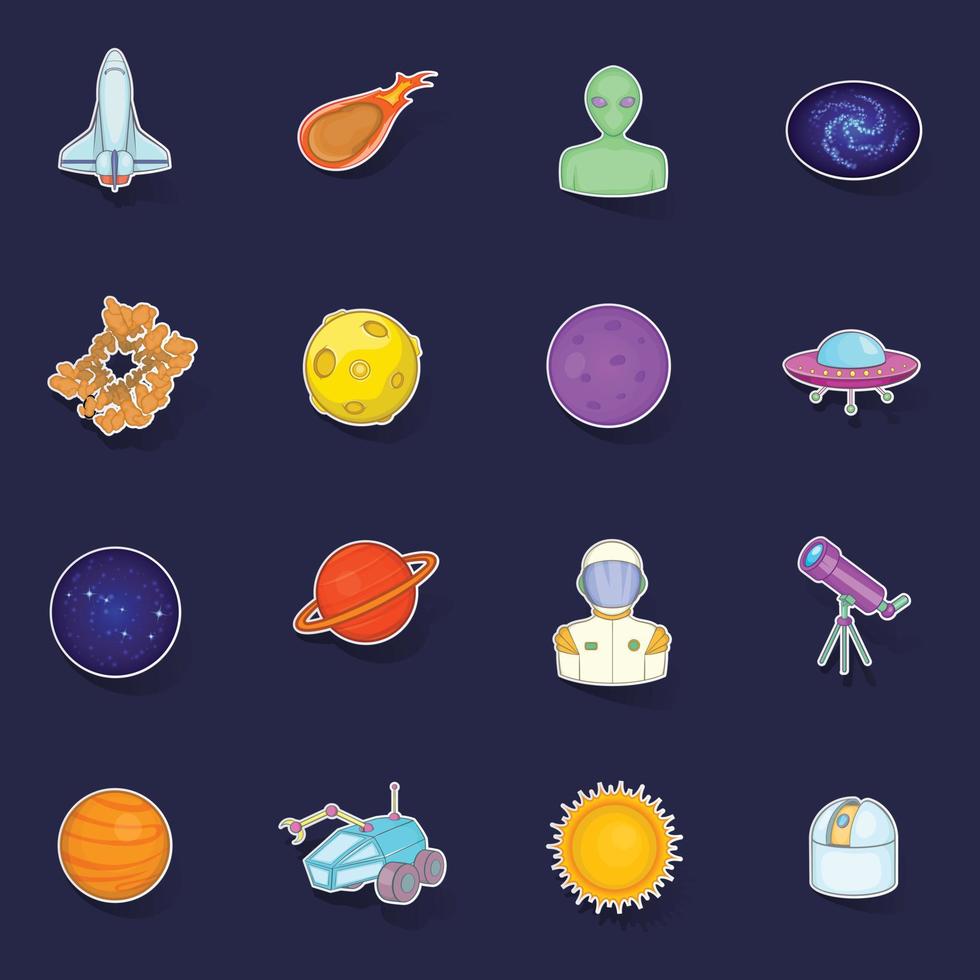 Space icons set vector sticker