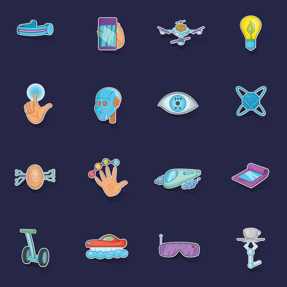 New technologies icons set vector sticker