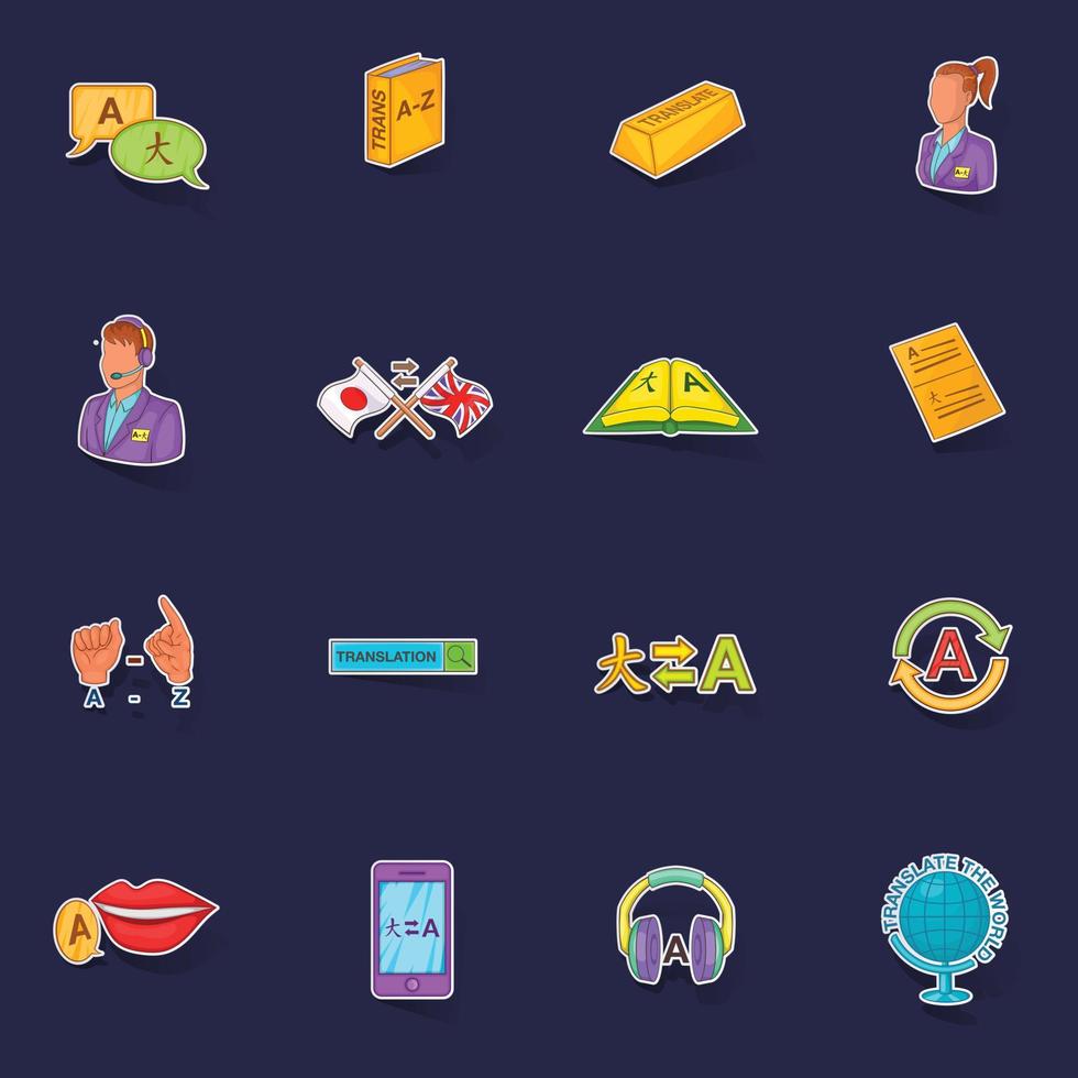 Translator icons set vector sticker