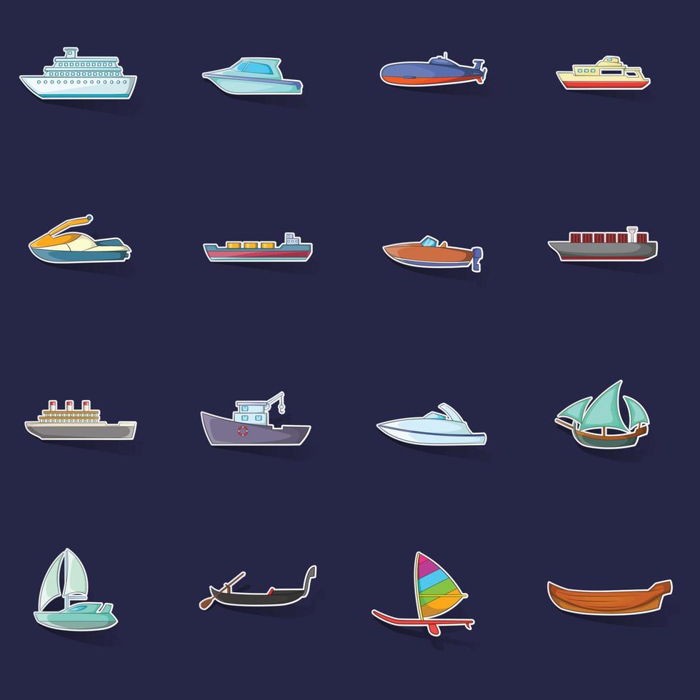 Ship and boat icons set vector sticker