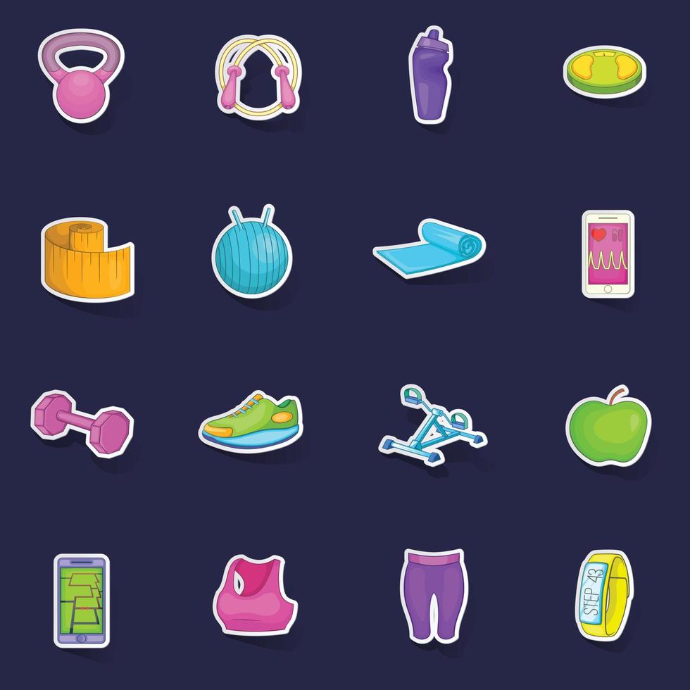 Healthy lifestyle icons set vector sticker