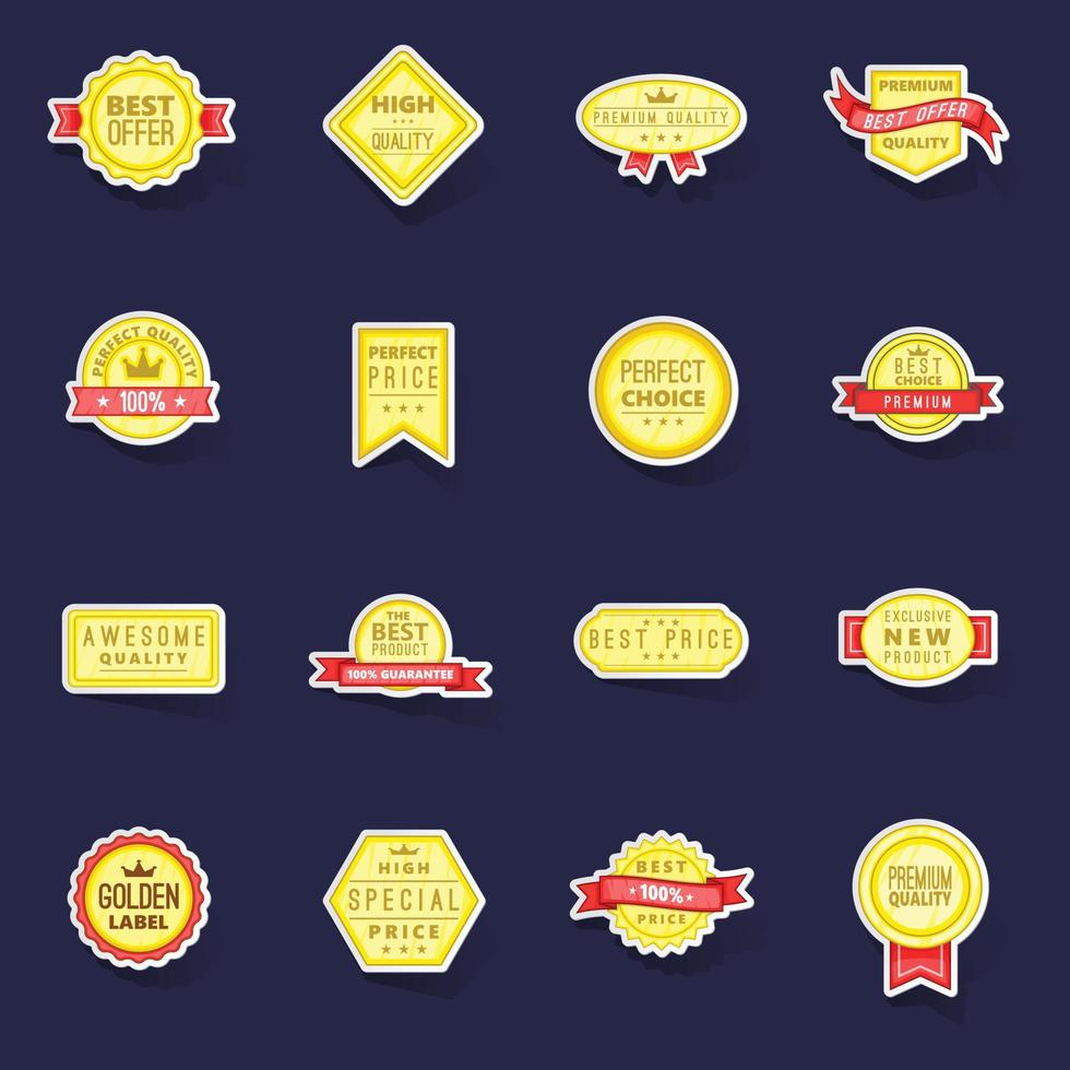 Retail label icons set vector sticker