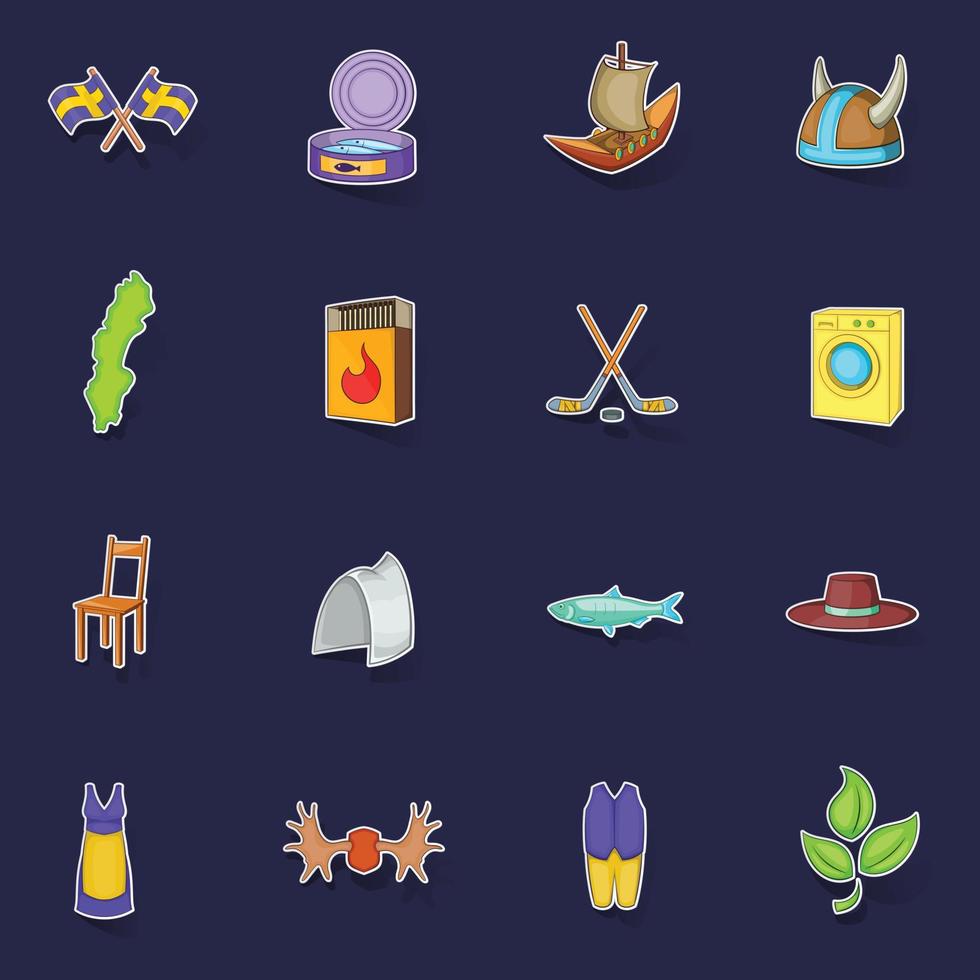 Sweden icons set vector sticker
