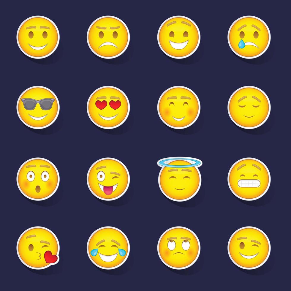 Smiles icons set vector sticker