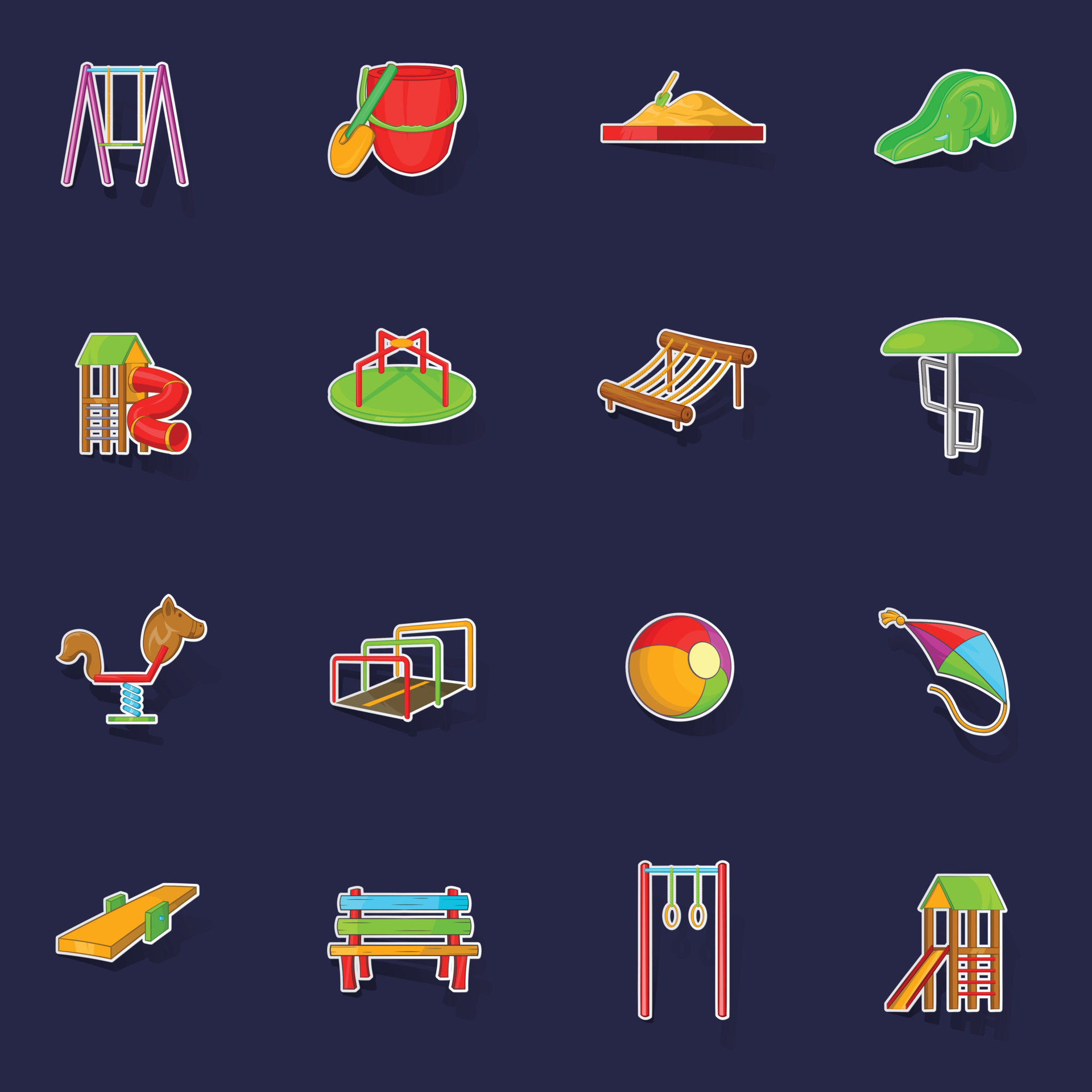Playground icons set vector sticker 21414172 Vector Art at Vecteezy