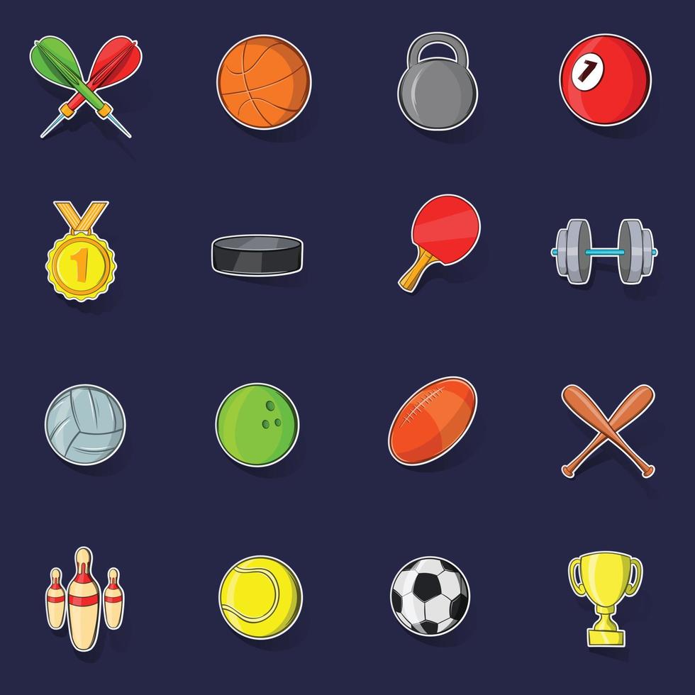 Sport icons set vector sticker