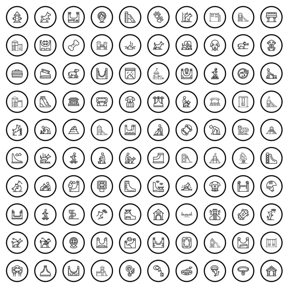100 iconos de parque, estilo de esquema vector