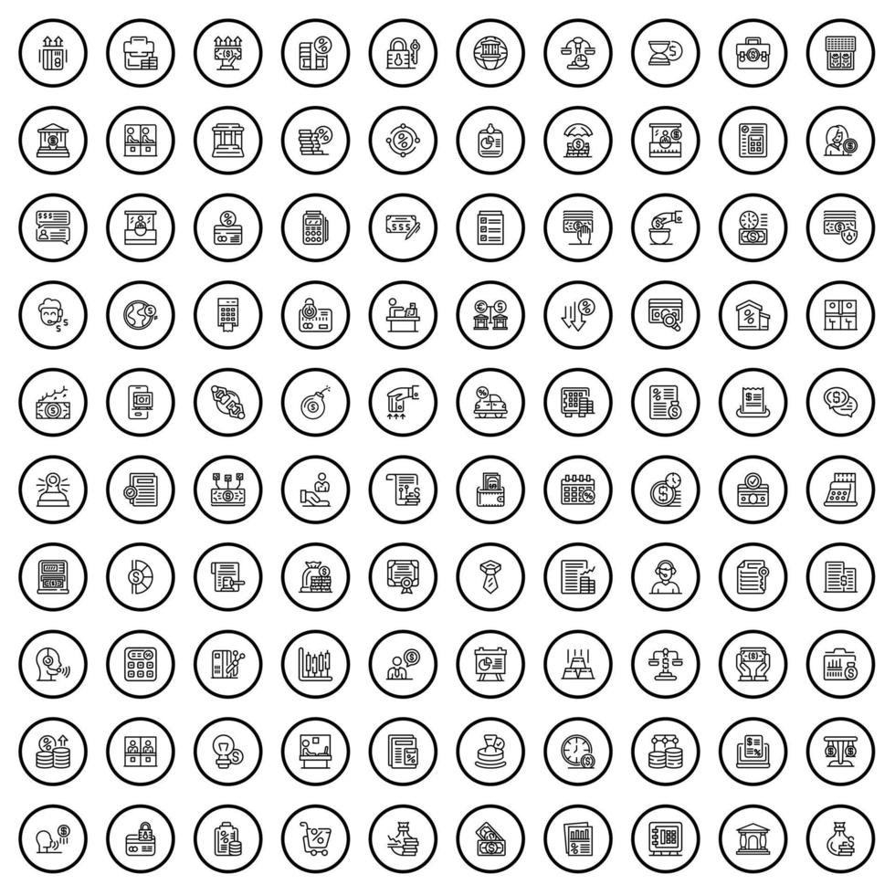 100 deposit icons set, outline style vector