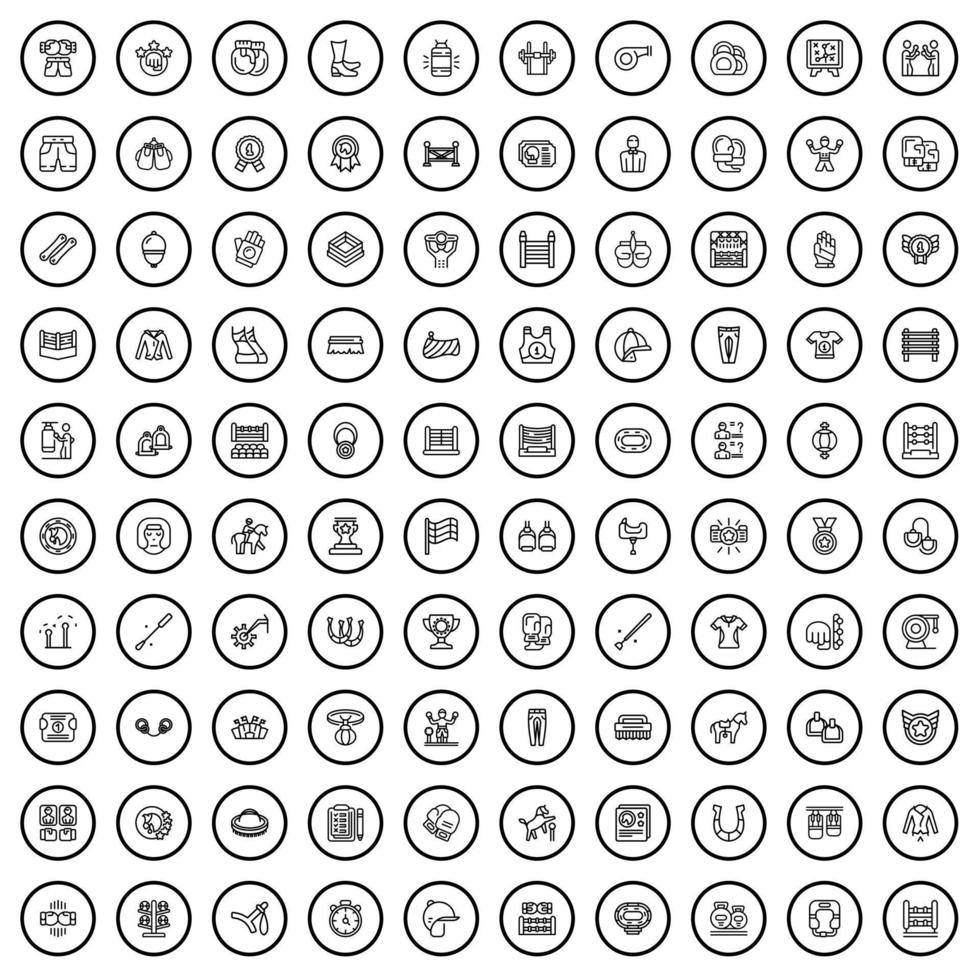100 arena icons set, outline style vector