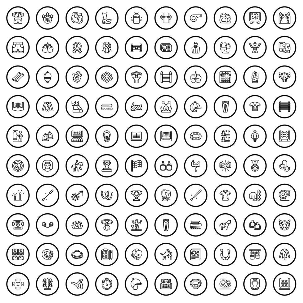 100 arena icons set, outline style vector