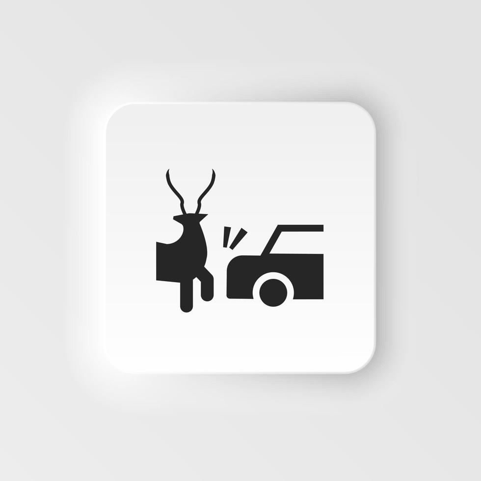 Accident, animal, car, collision, deer icon - Vector. Insurance neumorphic style vector icon. on white background