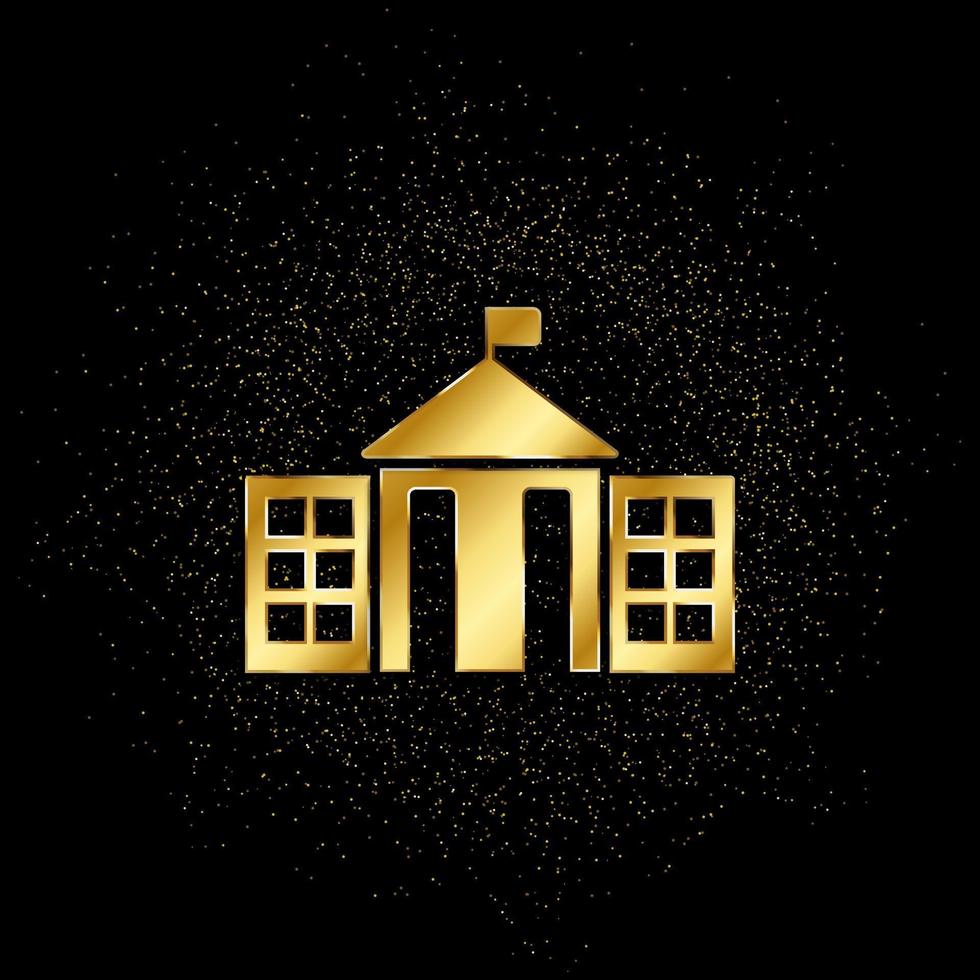 City hall gold, icon. Vector illustration of golden particle on gold vector background