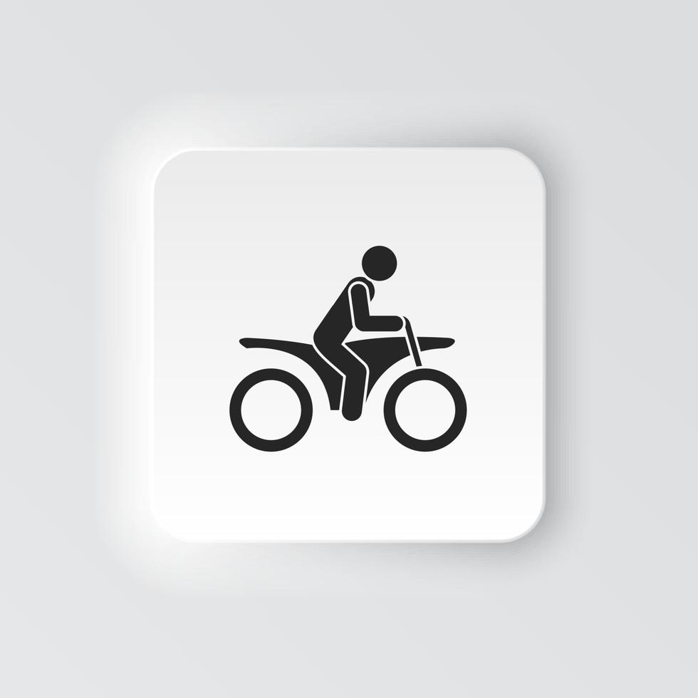 Rectangle button icon Motorcyclist. Button banner Rectangle badge interface for application illustration on neomorphic style on white background vector