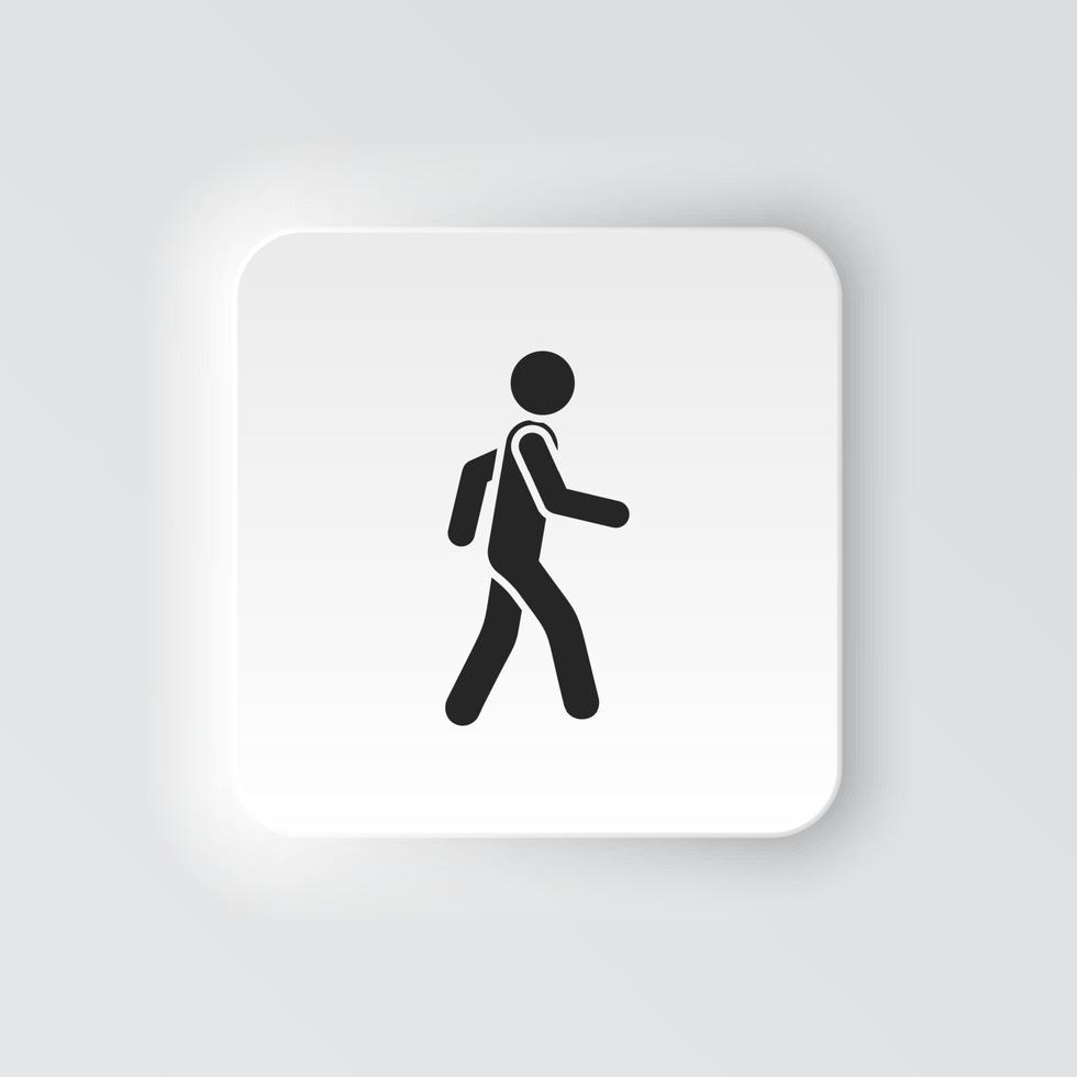 Rectangle button icon Man walking. Button banner Rectangle badge interface for application illustration on neomorphic style on white background vector