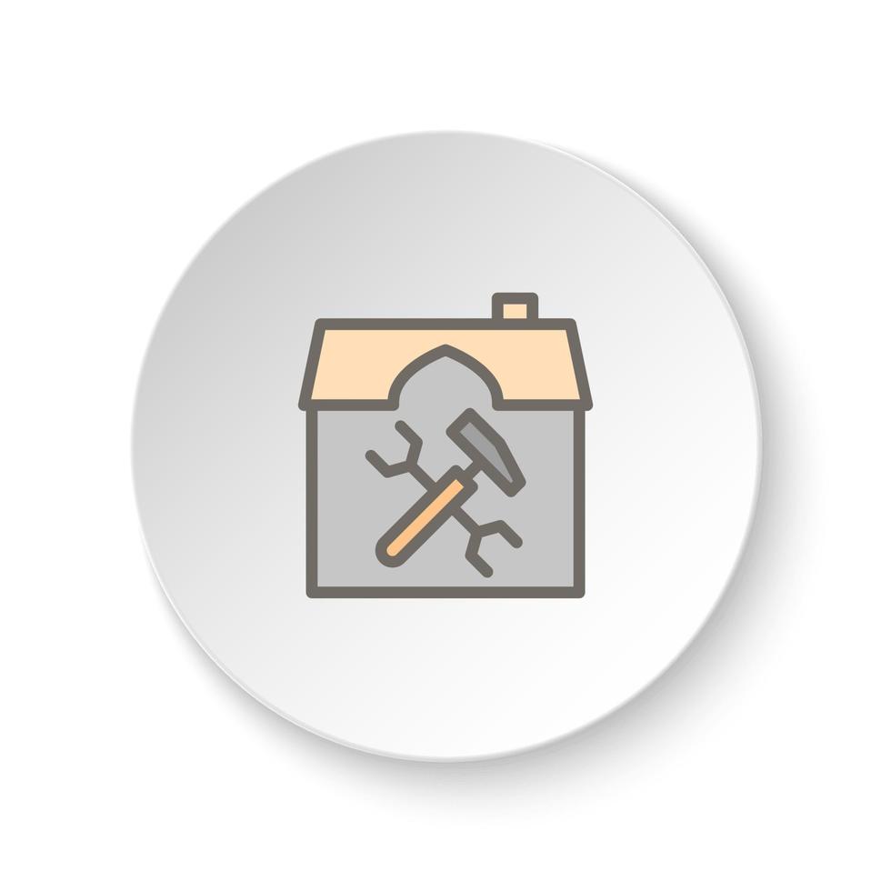Round button for web icon, construction, home, renovation. Button banner round, badge interface for application illustration on white background vector