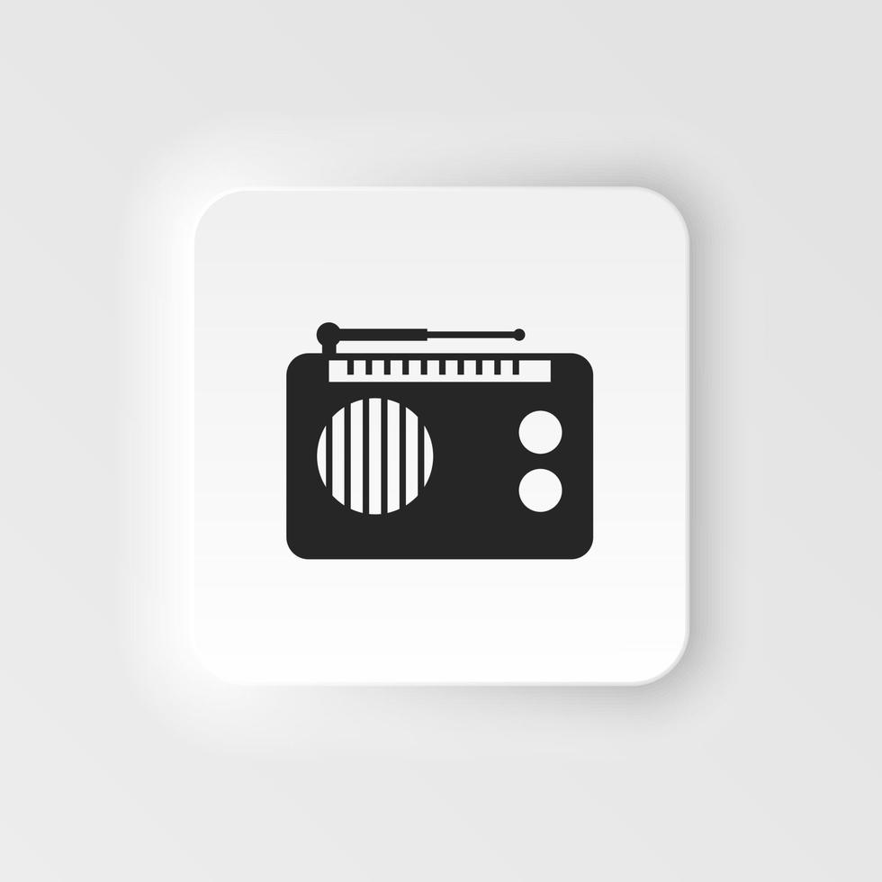 Radio neumorphic icon vector, Old retro Receiver waves, tuner sign Isolated . Trendy Flat style for graphic design, logo, Web site, social media, UI, mobile app on white background vector