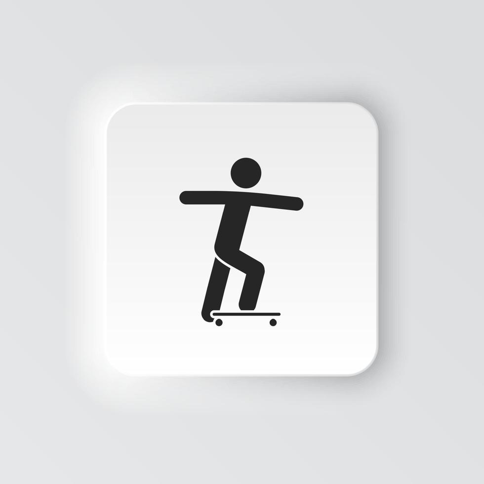 Rectangle button icon Skateboard. Button banner Rectangle badge interface for application illustration on neomorphic style on white background vector