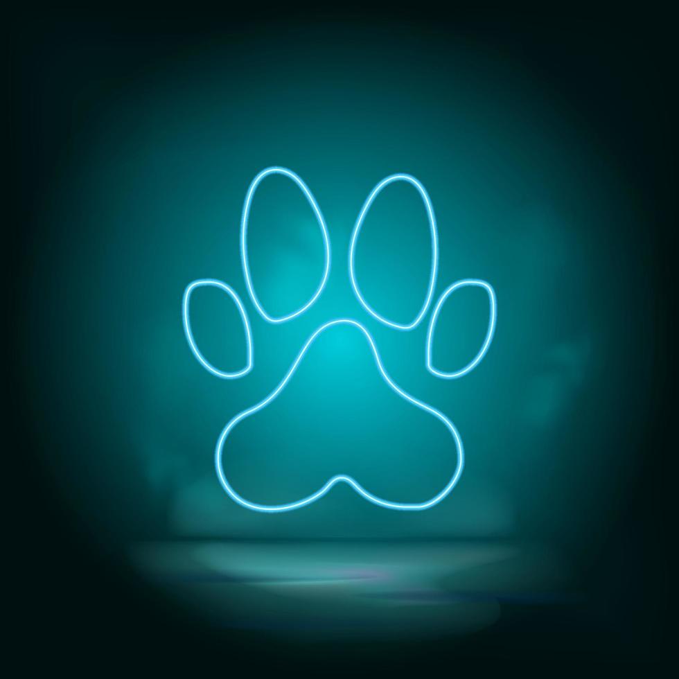 Dog paw print blue neon vector icon. Simple element illustration from map and navigation concept. Dog paw print blue neon vector icon. Real estate concept vector illustration. on white background