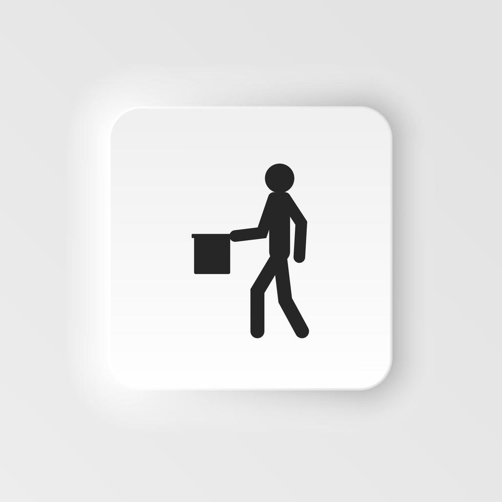 Guide neumorphic icon from Man Poses Set. Style monochrome gray neumorphic icons, rounded corners, white background. Vector neumorphic icon on white background