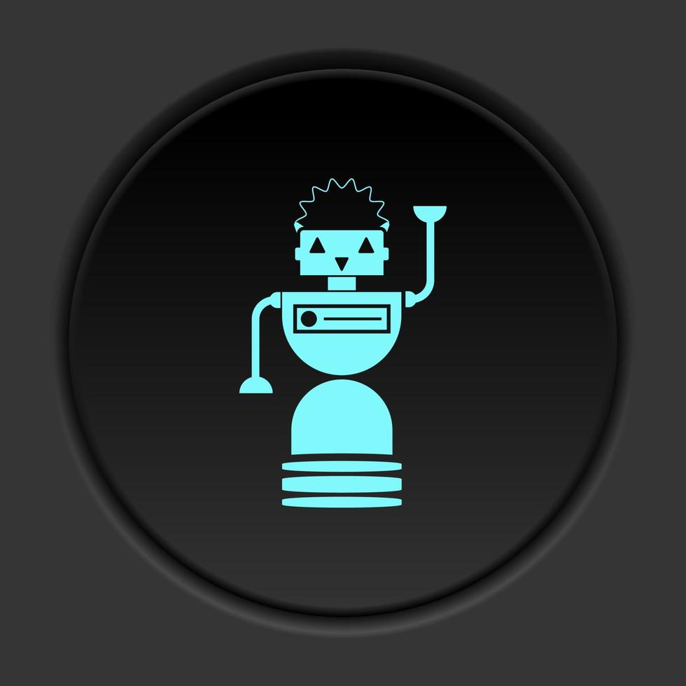 Dark button icon Robot technology. Button banner round badge interface for application illustration on darken background vector