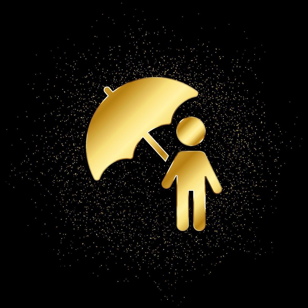 Individual, insurance, personal, umbrella gold, icon. Vector illustration of golden particle background . Vector gold background