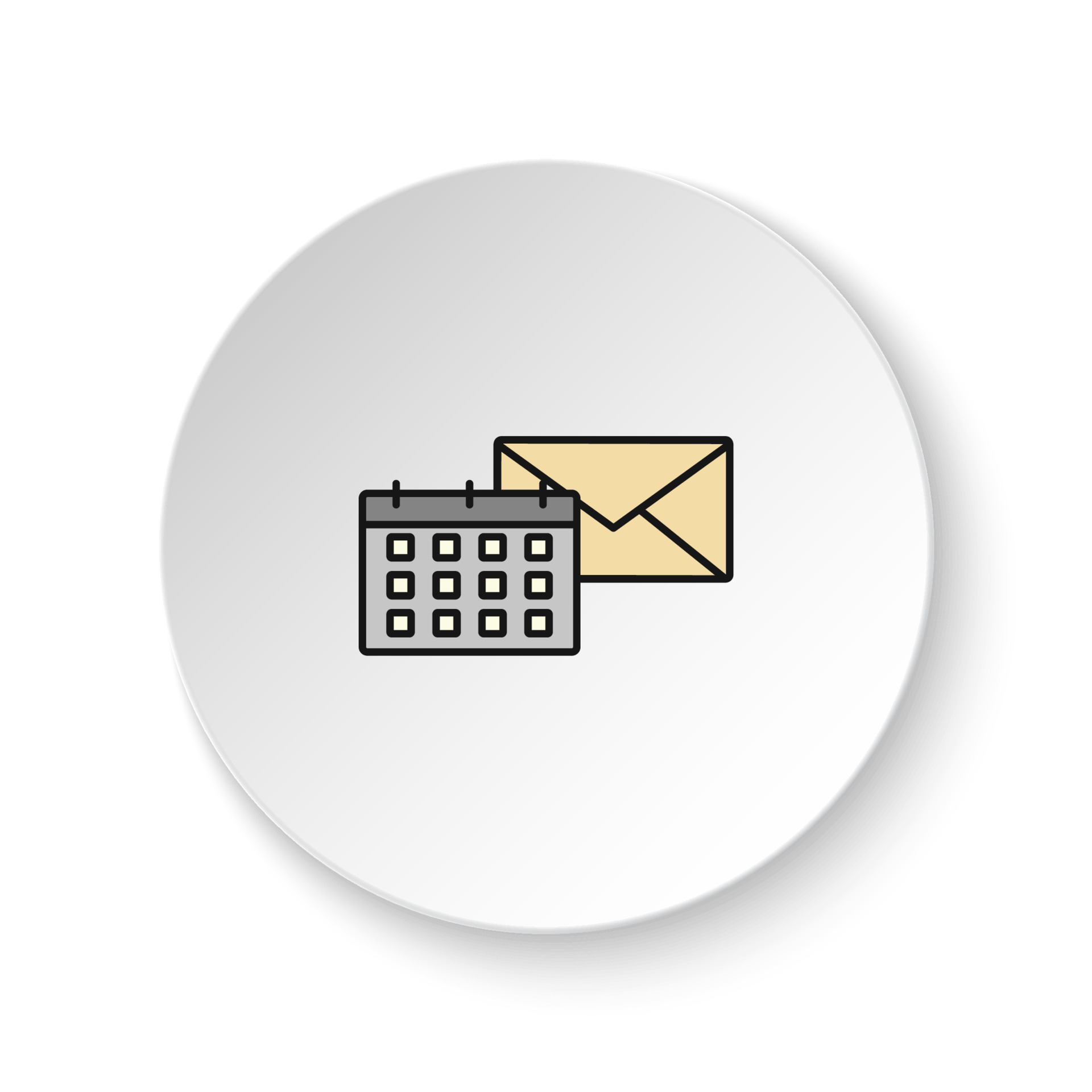 Round button for web icon, calendar, post. Button banner round, badge