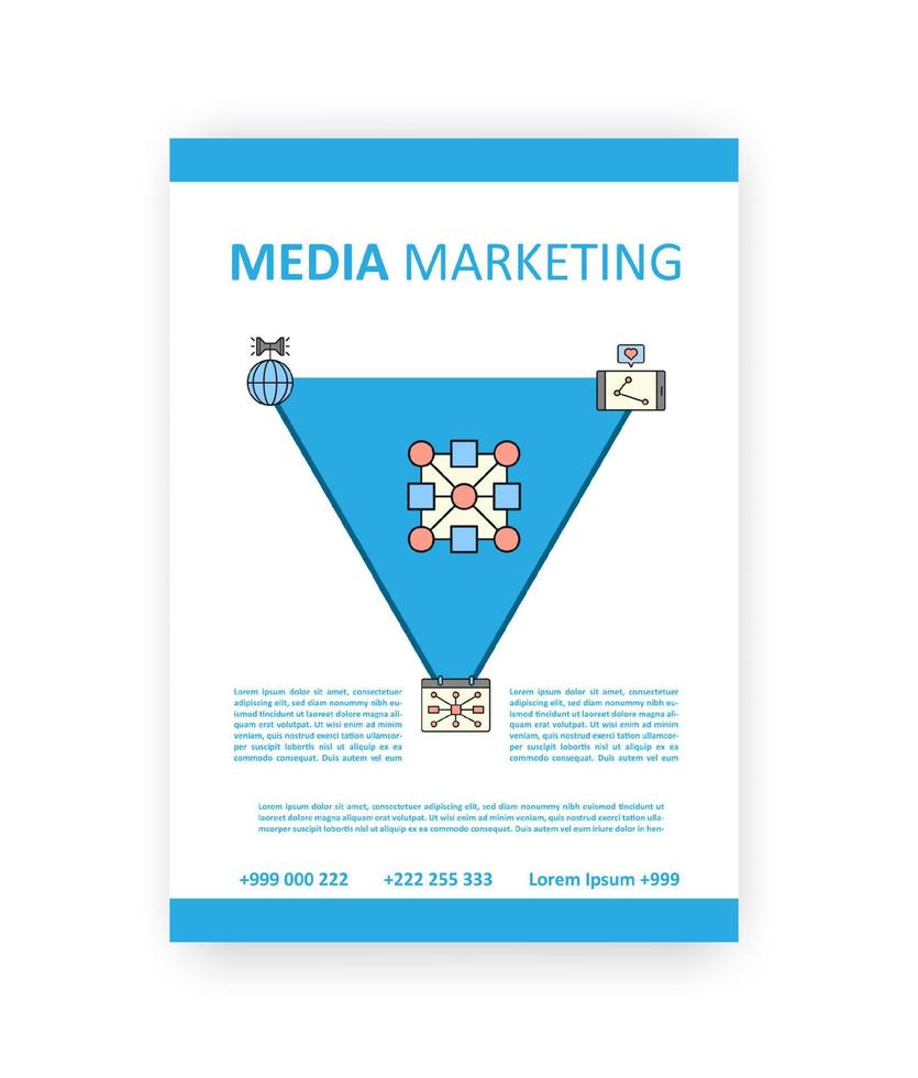 Brand influence brochure template. Boosting company credibility tips. Flyer, booklet, leaflet print, cover design with linear icons. Vector layouts for magazines, annual reports, advertising posters.