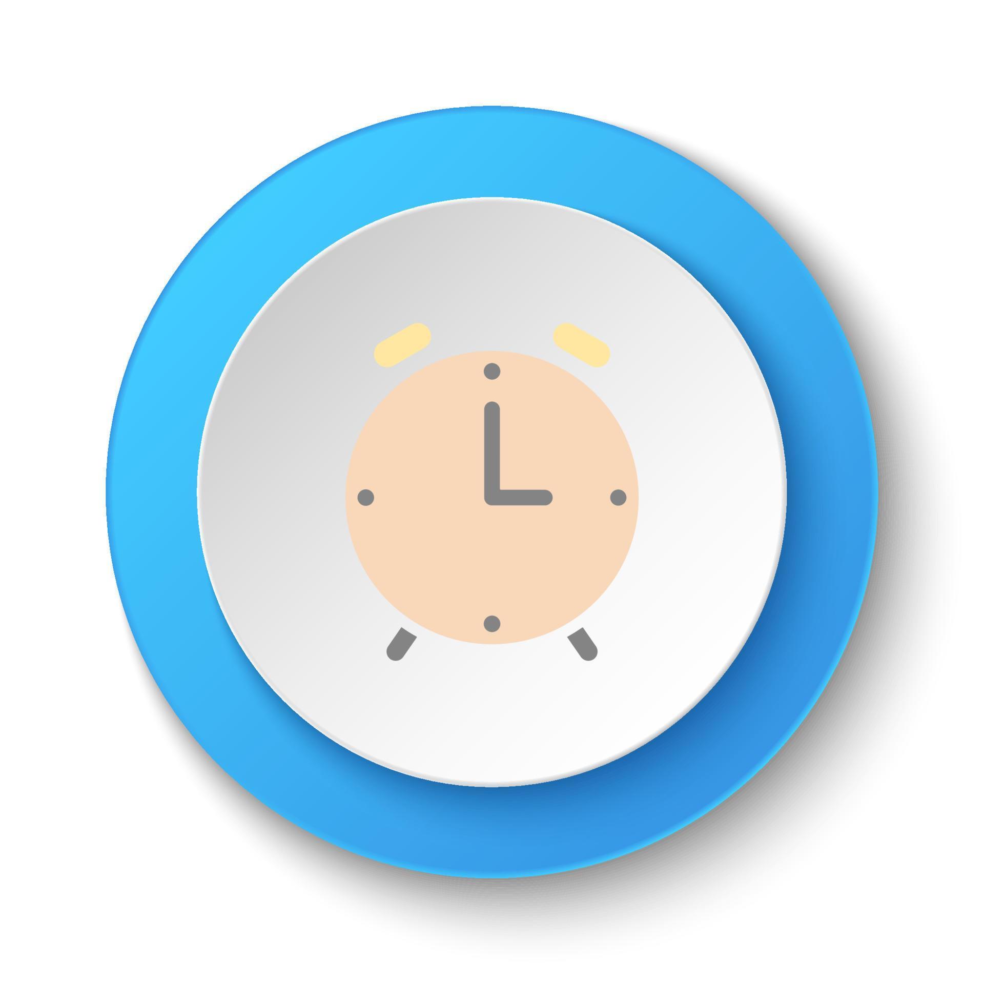 Round button for web icon, alarm, clock. Button banner round, badge