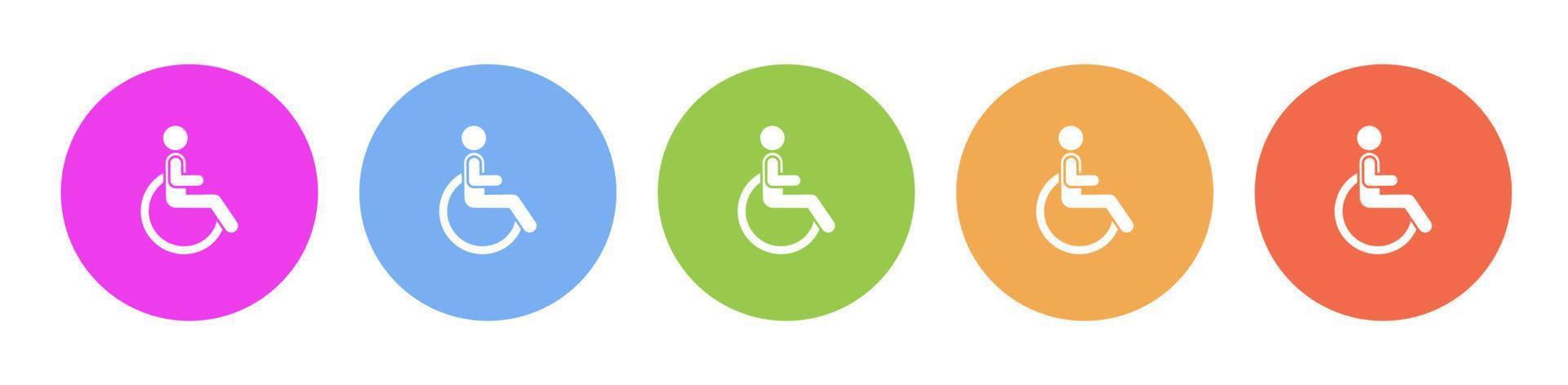 Multi colored flat icons on round backgrounds. Disability multicolor circle vector icon on white background