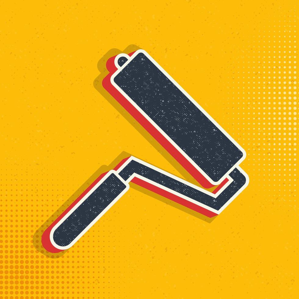 Paint roller pop art, retro icon. Vector illustration of pop art style on retro background