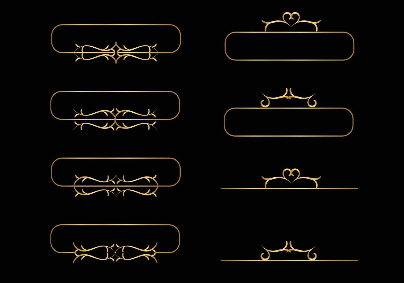 dorado caligráfico diseño elementos. oro menú y invitación borde, marco,divisor,página decoración. vector