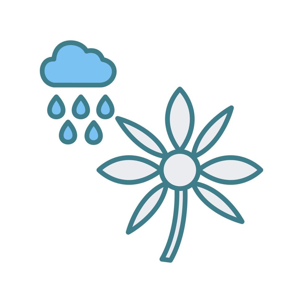 flor con icono de vector de lluvia