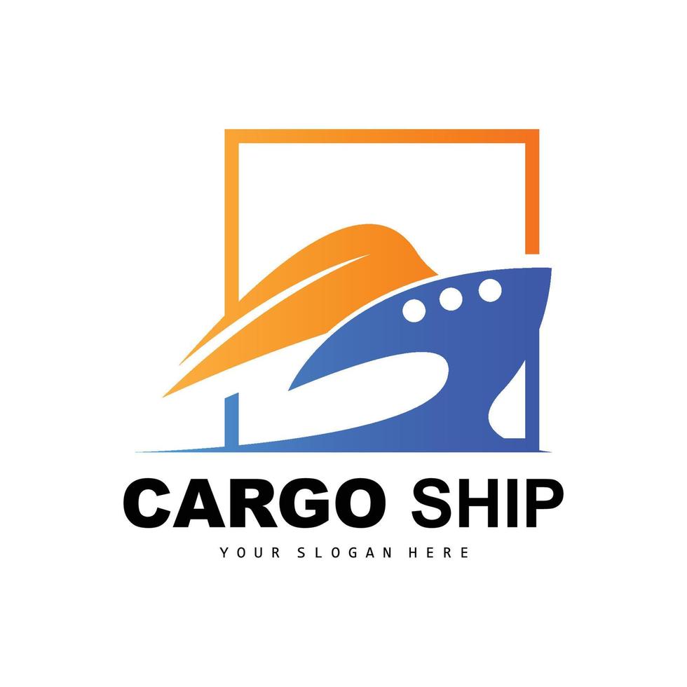 logotipo de buque de carga, vector de buque de carga rápida, velero, diseño para empresa de fabricación de buques, navegación fluvial, vehículos marinos, transporte, logística